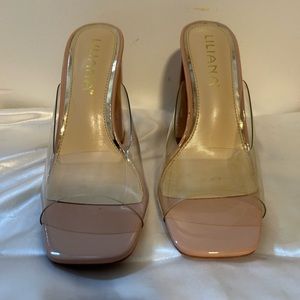 Nude Sauare open toe block heel